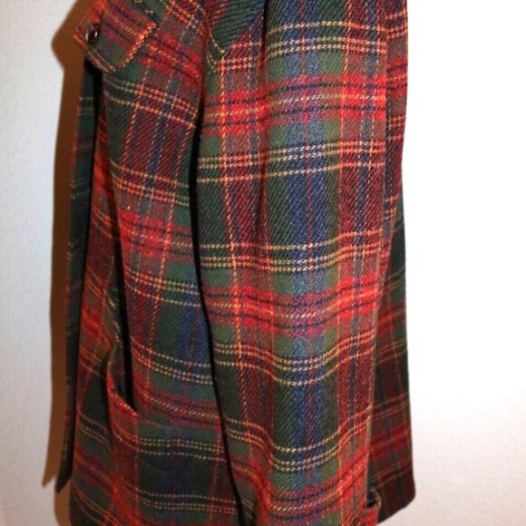 Vintage Women's Plaid Heavy Wool Coat Button Up Pladed Jacket Size 16 - Picture 7 of 15